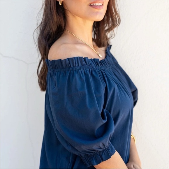 Mersea Blue  Pleated Puff Sleeve Mini Sundress - Picture 5 of 13